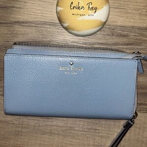 Kate Spade Light Blue Leather Wristlet